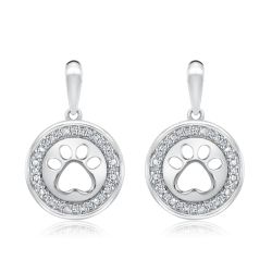 Sterling Silver Diamond Paw Print Stud Earrings 1 20ctw Sterling Silver Diamond Paw Print Stud Earrings 1 20ctw