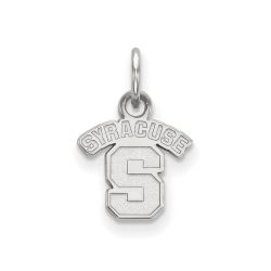 Solid 925 Sterling Silver with Gold-Toned Syracuse University Medium Enamel Disc Pendant