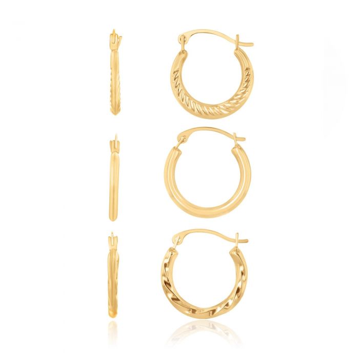 3 Piece Yellow Gold Hoop Earring Set Reeds Jewelers 3 Piece Yellow Gold Hoop Earring Set