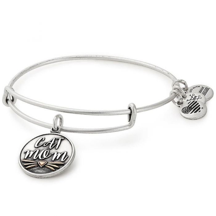 Alex And Ani Cat Mom Charm Bangle Bracelet Rafaelian Silver