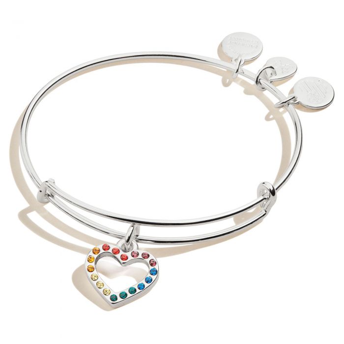 Alex And Ani Color Infusion Rainbow Heart Charm Bangle Bracelet