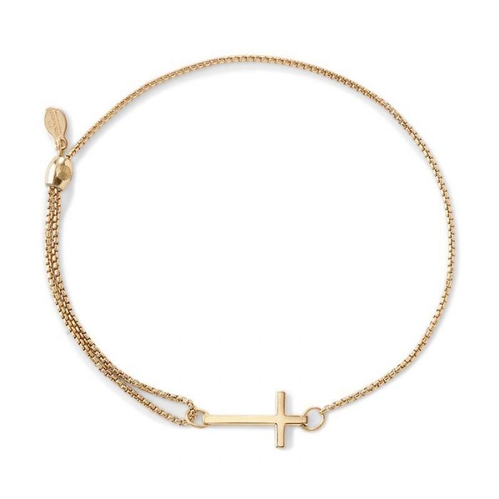 Alex and Ani Cross Pull Chain Bracelet Gold Plated REEDS Jewelers