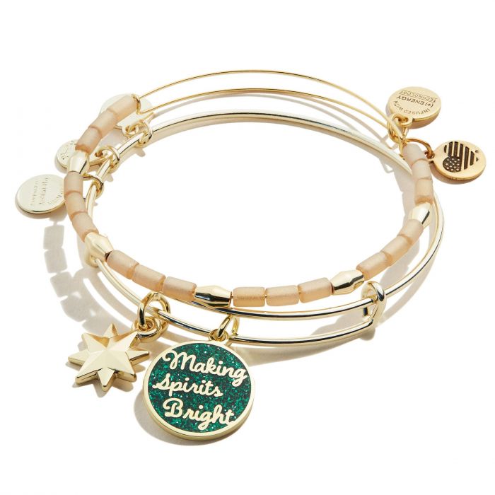Alex And Ani Making Spirits Bright Set Of 2 Charm Bangle Bracelets