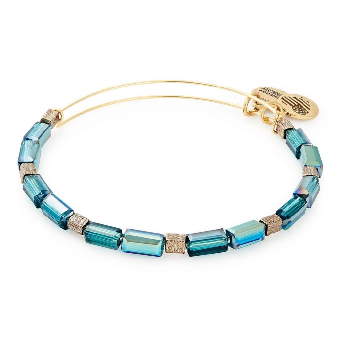 Alex and Ani Metallic Hazel Aurora Beaded Bangle Bracelet Shiny Gold Finish REEDS Jewelers