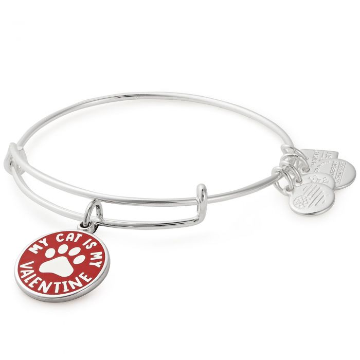Alex And Ani My Cat Is My Valentine Charm Bangle Bracelet Shiny