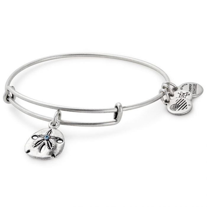 Alex And Ani Sand Dollar Bangle Bracelet Rafaelian Silver Finish