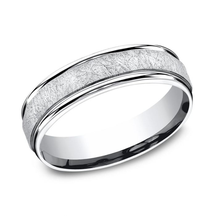 Tungsten Carbide Faceted Dome Pyramid Comfort Fit Half-Round Band Ring