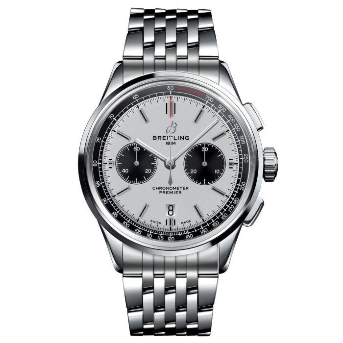 Breitling Premier B01 Chronograph 42 Silver Dial Stainless Steel Watch ...