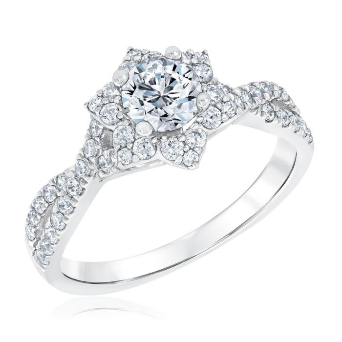 Ellaura Timeless Round Diamond Flower Engagement Ring 1ctw | REEDS Jewelers