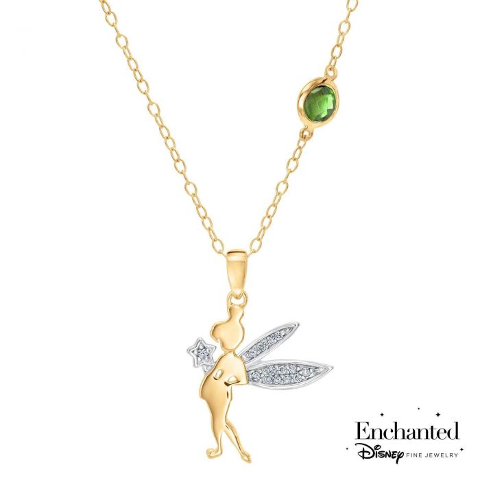 Enchanted Disney Fine Jewelry Diamond Tinkerbell Pendant 1/20ctw