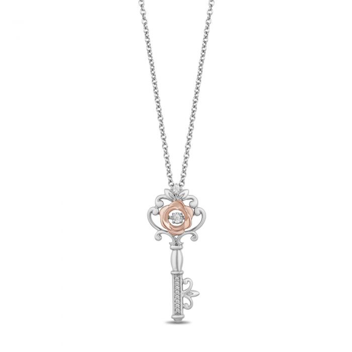 Enchanted Disney Fine Jewelry Belle's Diamond Key Pendant Necklace 1
