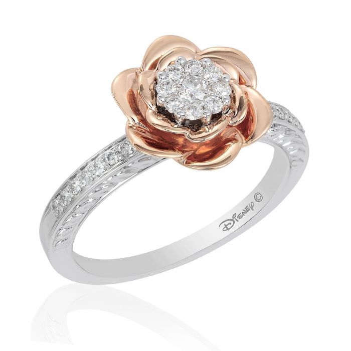 Enchanted Disney Fine Jewelry Belle's Rose Diamond Cluster Fashion Ring