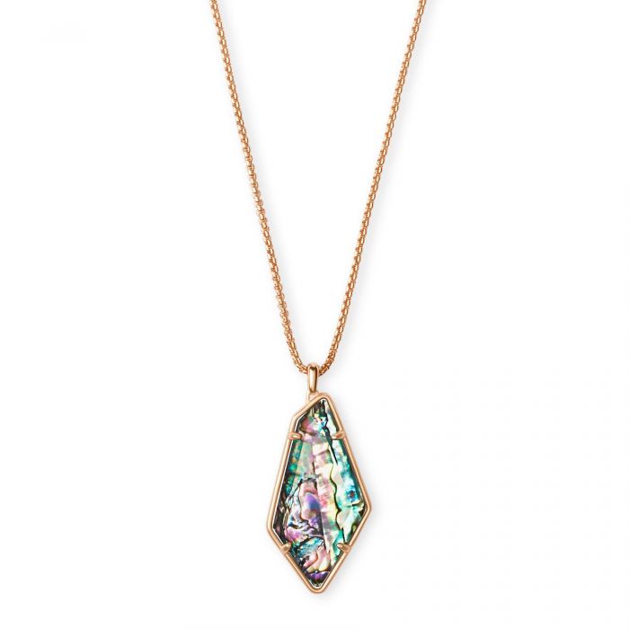 Kendra Scott Lilith Long Pendant Necklace in Abalone Shell, Rose Gold ...