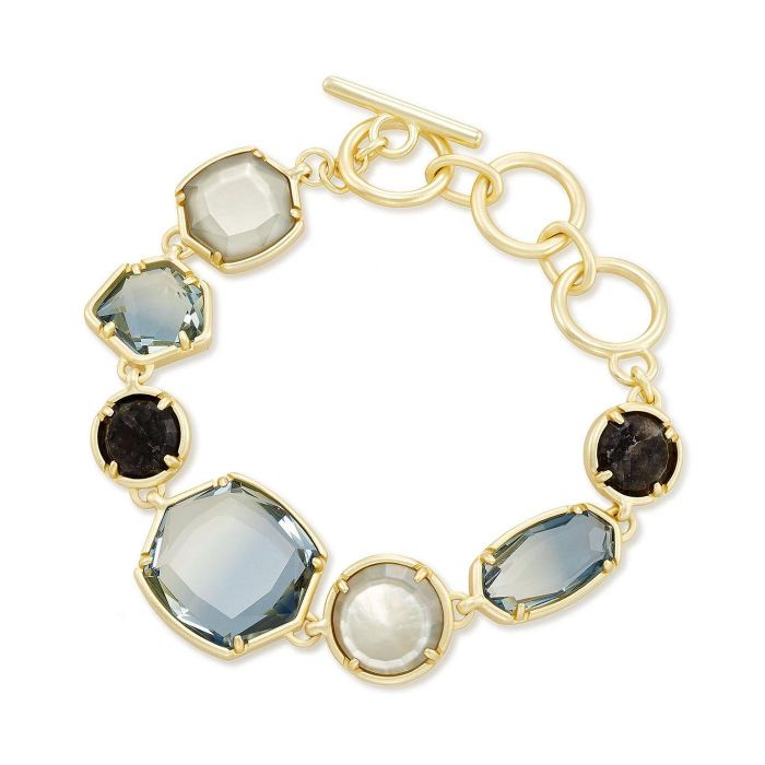 Kendra Scott Natalia Link Bracelet in Steel Gray Mix, GoldPlated