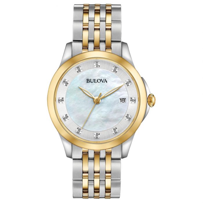 Ladies' Bulova Diamond Mother of Pearl Two-Tone Watch 98P161 | REEDS ...