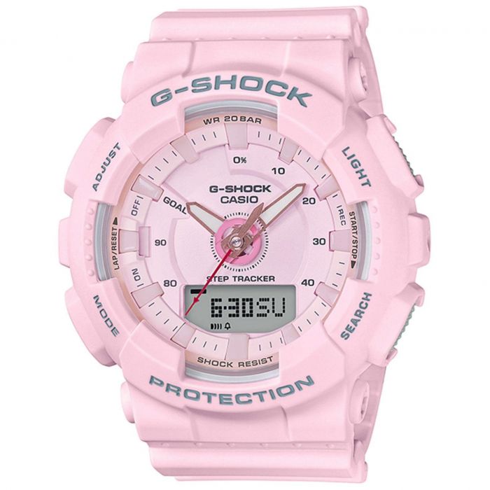 Ladies' Casio G-Shock S-Series Light Pink Step Tracker Watch GMAS130-4A ...