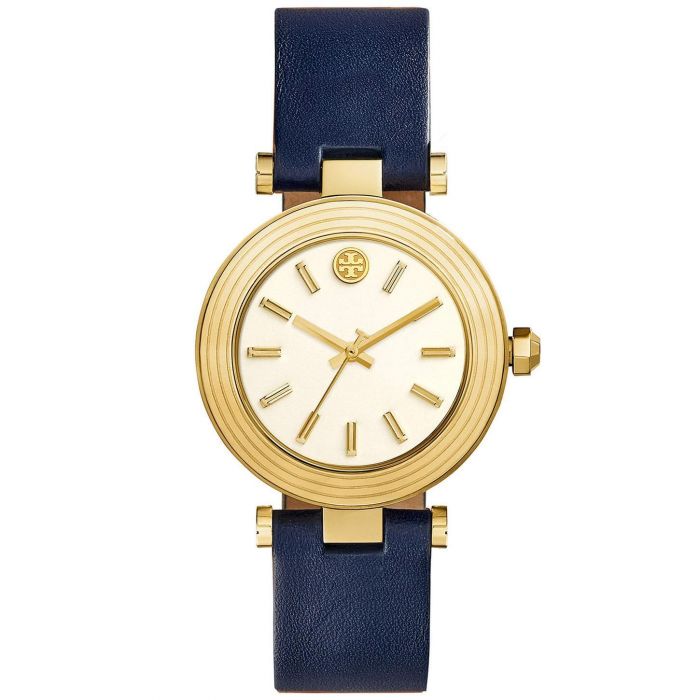 Ladies' Tory Burch Classic T Navy Leather Strap Watch TBW9001 REEDS