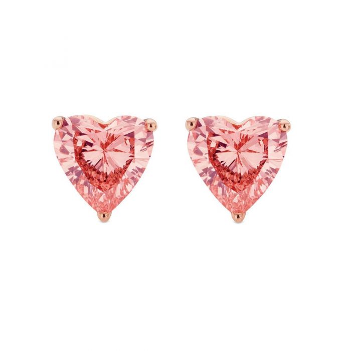 Lightbox Heart Cut Pink Lab Grown Diamond Stud Earrings 1ctw REEDS