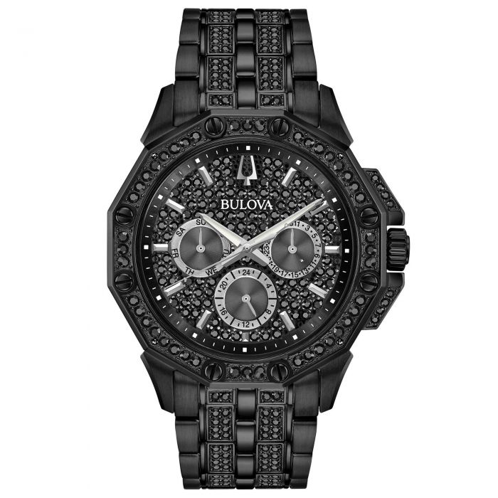 Men's Bulova Crystal Octava Black Ion-Plated Stainless Steel Watch