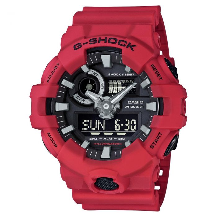 Men S Casio G Shock Analog Digital Red Resin Strap Watch Ga700 4a