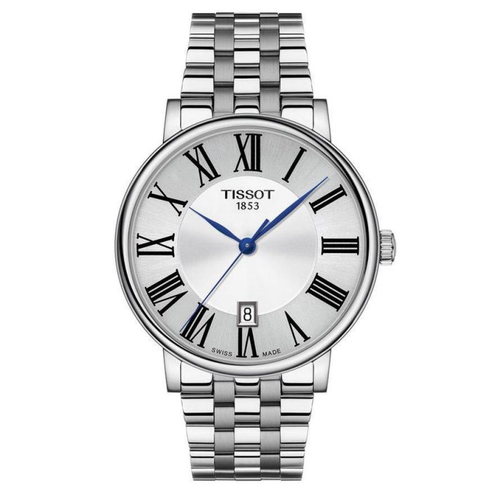 Men S Tissot Carson Premium Silver Dial Stainless Steel Watch