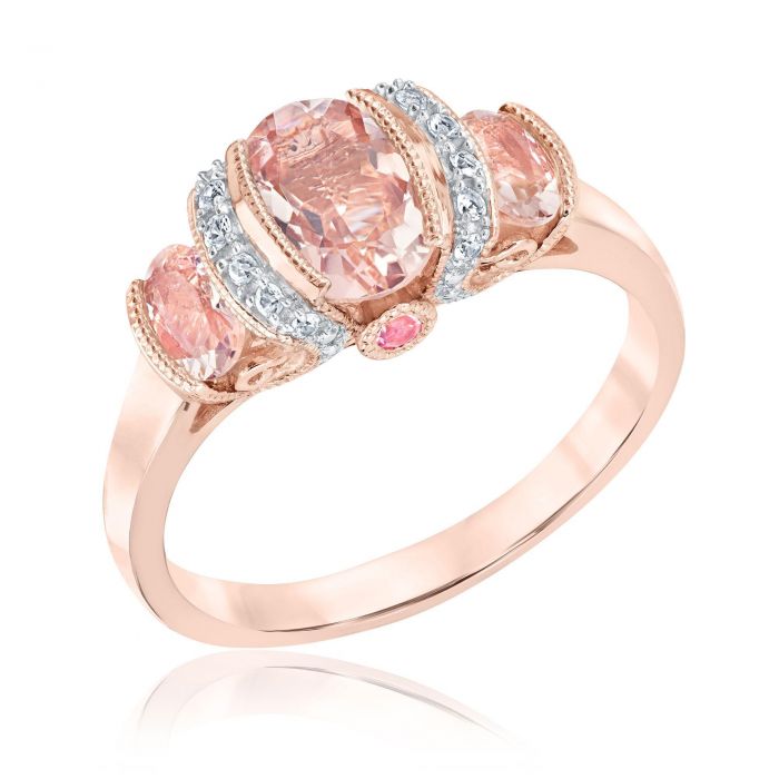 Pink Tourmaline and White Sapphire ThreeStone Ring REEDS