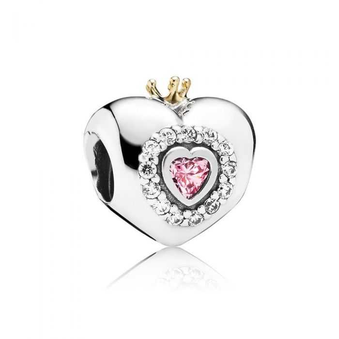 Pandora Pink Princess Heart Two-Tone Charm | REEDS Jewelers