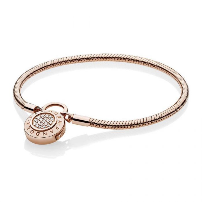 Pandora Rose™ Signature Padlock Bracelet, Clear Cubic Zirconia REEDS