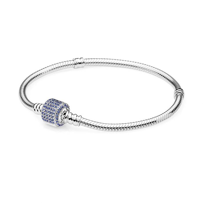 PANDORA Sterling Silver Bracelet with Signature Clasp, Royal-Blue ...