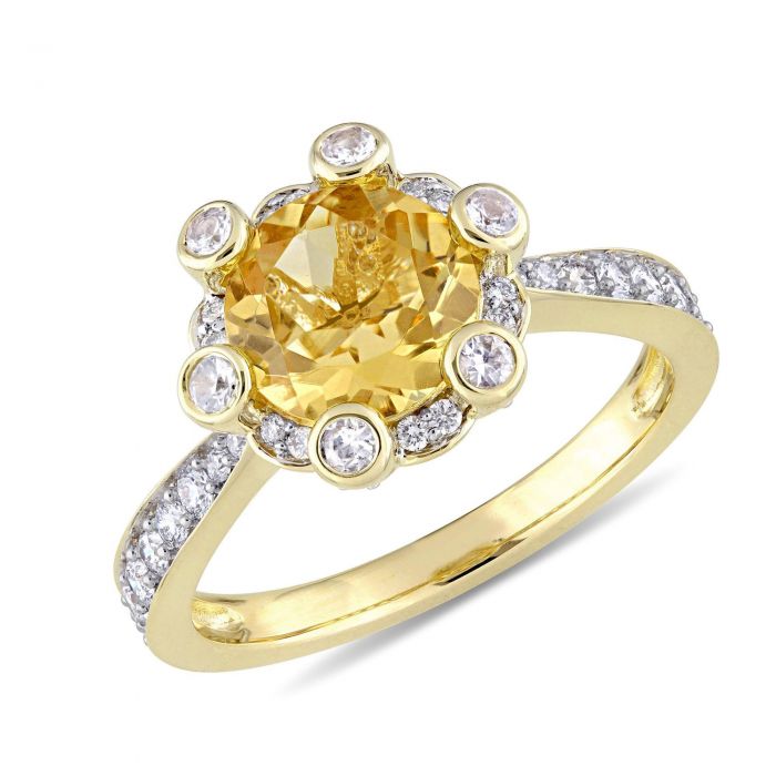 Genuine Sterling Silver Genuine Citrine Solitaire Gem Round Shape Baby Ring