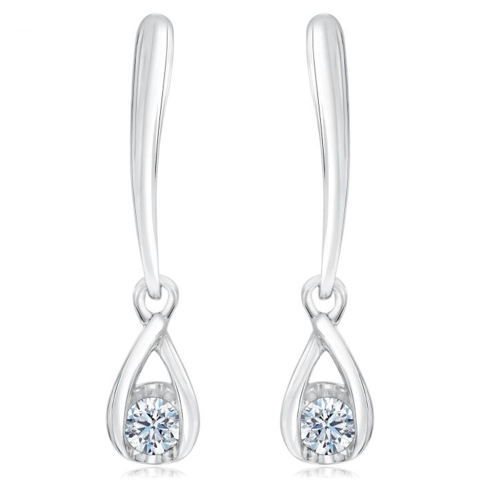 Sirena Diamond Solitaire White Gold Drop Earrings 1/5ctw | REEDS Jewelers