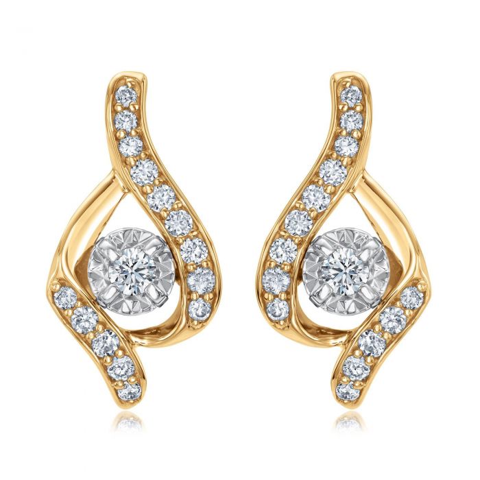 Sirena Two-Tone Diamond Bypass Earrings 1/3ctw | REEDS Jewelers