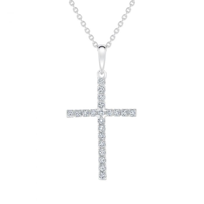 10K White Gold Charm Pendant Themed 16 mm 8 Passion Cross