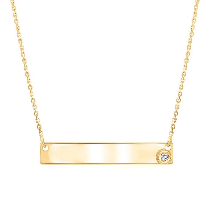Yellow Gold Bar Necklace With Diamond Accent Reeds Jewelers