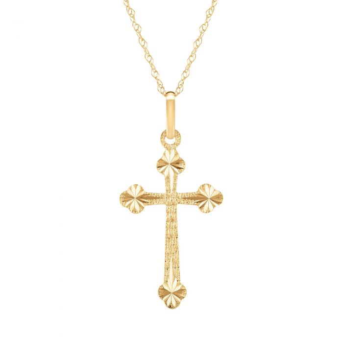 10K Yellow Gold Themed Jewelry Pendants /& Charms Solid 11 mm 25 mm Diamond-Cut Cross Pendant