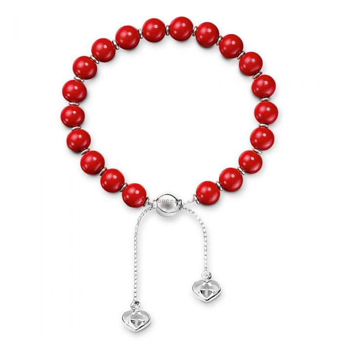 Gucci San Valentino Wood Bead Bracelet In Sterling Silver Item Gucci San Valentino Wood Bead Bracelet In Sterling Silver