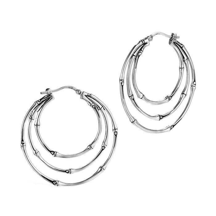 John Hardy Bamboo Medium Orbital Hoop Earrings In Sterling Silver John Hardy Bamboo Medium Orbital Hoop Earrings In Sterling Silver