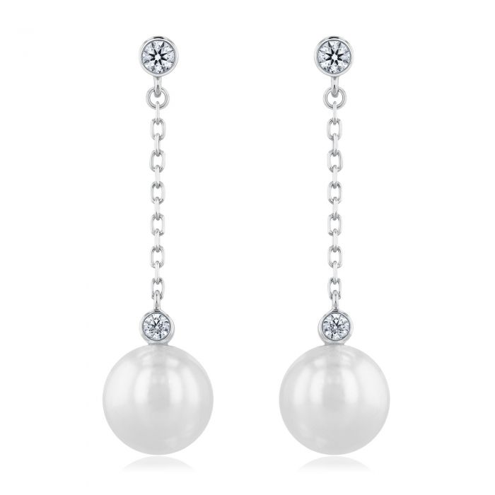Mikimoto 8 5mm Akoya Cultured Pearl And Diamond Drop Earrings 1 5ctw Mikimoto 8 5mm Akoya Cultured Pearl And Diamond Drop Earrings 1 5ctw Item 19869635 Reeds Jewelers