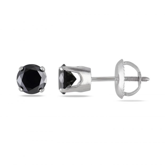 Round Black Diamond Solitaire Stud Earrings 1ctw Item Rdj002537 Round Black Diamond Solitaire Stud Earrings 1ctw