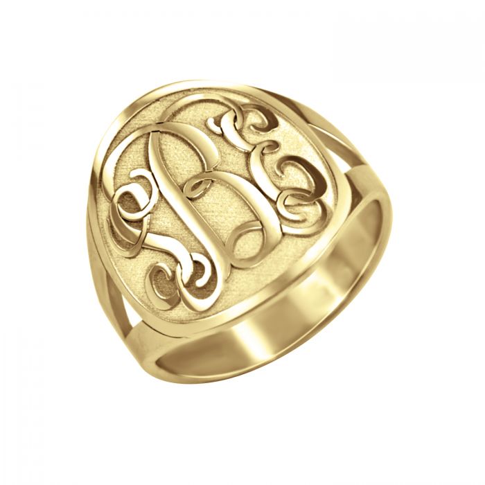 Traditional Recessed Monogram Ring 18mm - Item 88522R | REEDS Jewelers