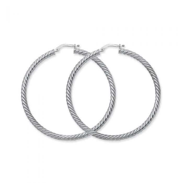 White Gold Twisted Rope 40mm Hoop Earrings Item Tm004256 14b White Gold Twisted Rope 40mm Hoop Earrings