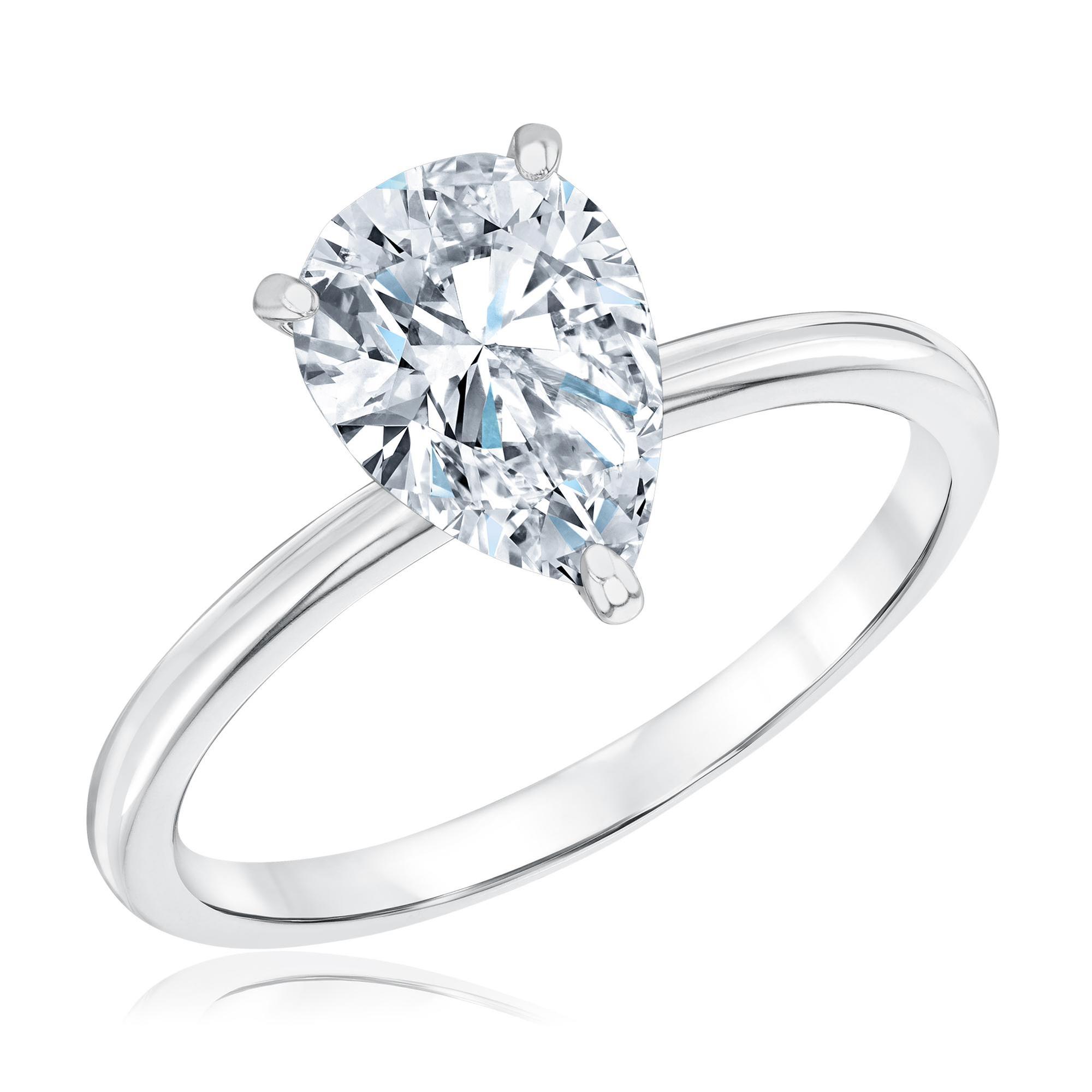Details about   3Ct White Round Cut Diamond Solitaire Engagement Ring 14k White Gold Finish 