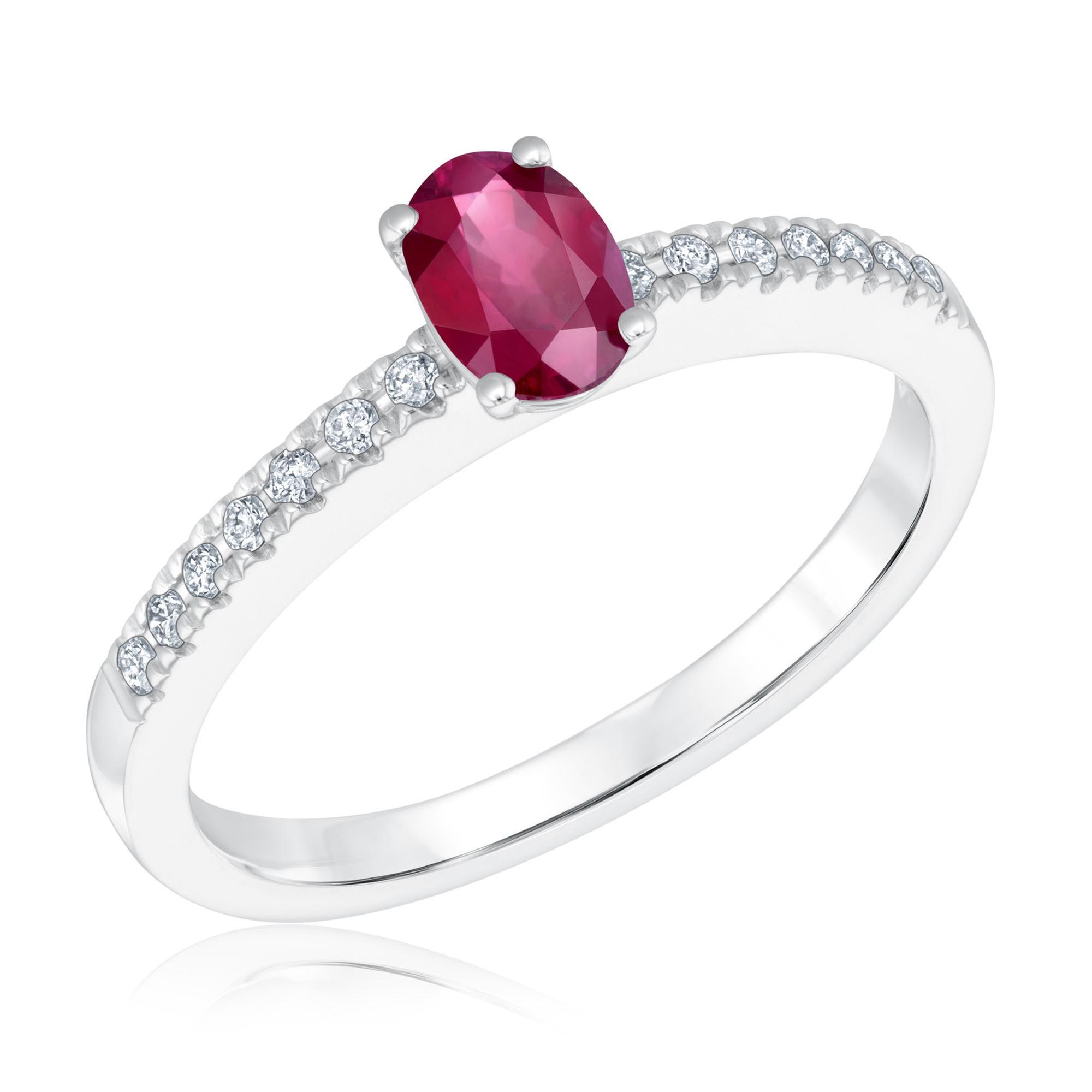 Genuine Ruby and Diamond Ring 1/8ctw | eBay