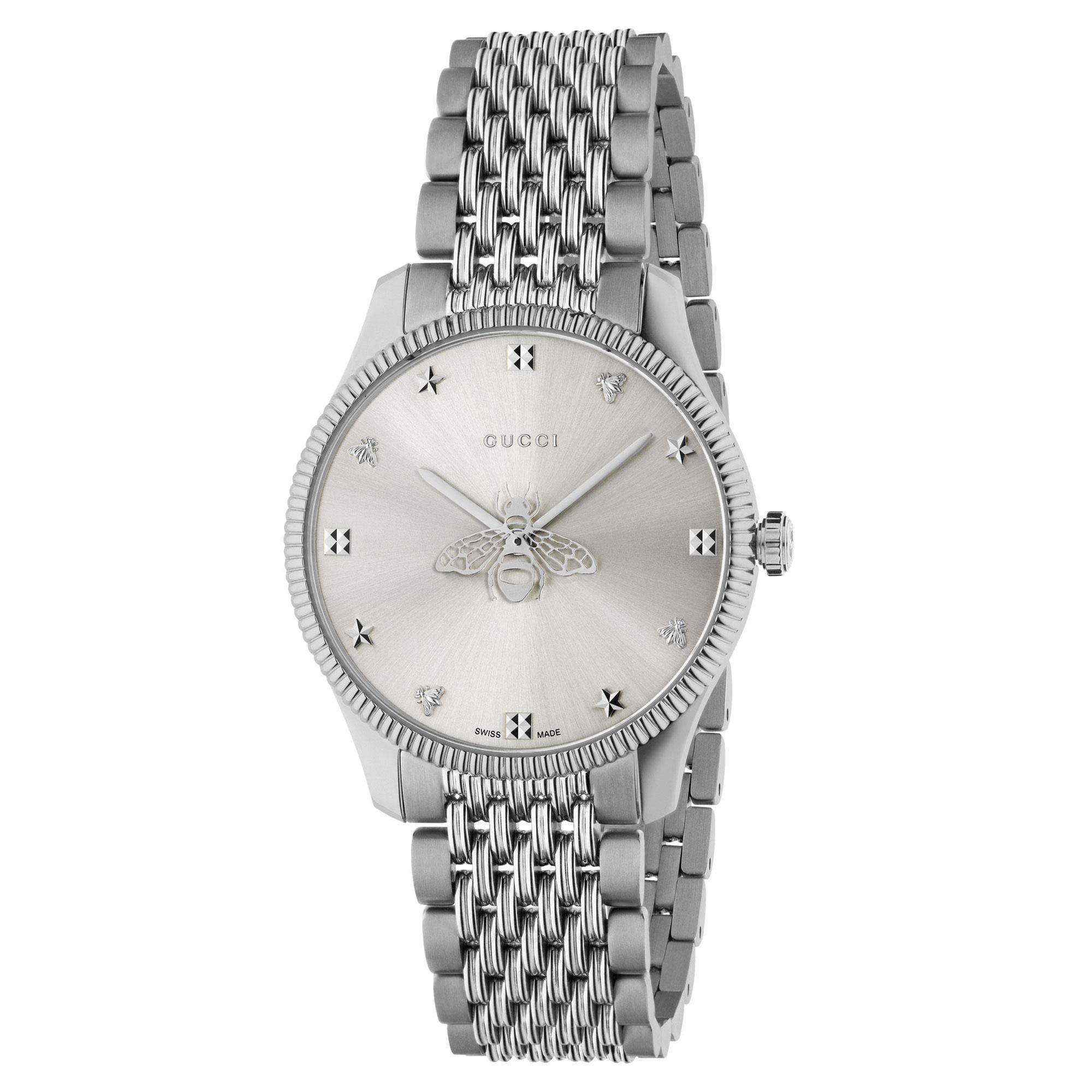 Gucci G-Timeless Silver Dial Stainless Steel Women's Watch YA1265019
