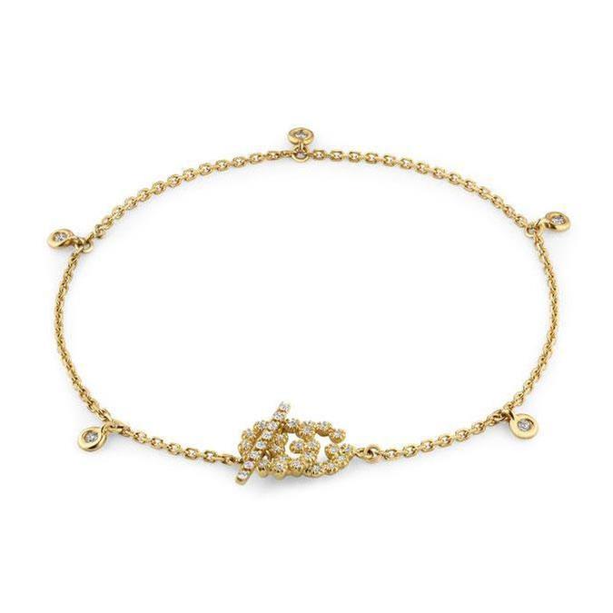 Gucci GG Running Yellow Gold Diamond Logo Toggle Bracelet 1 ...