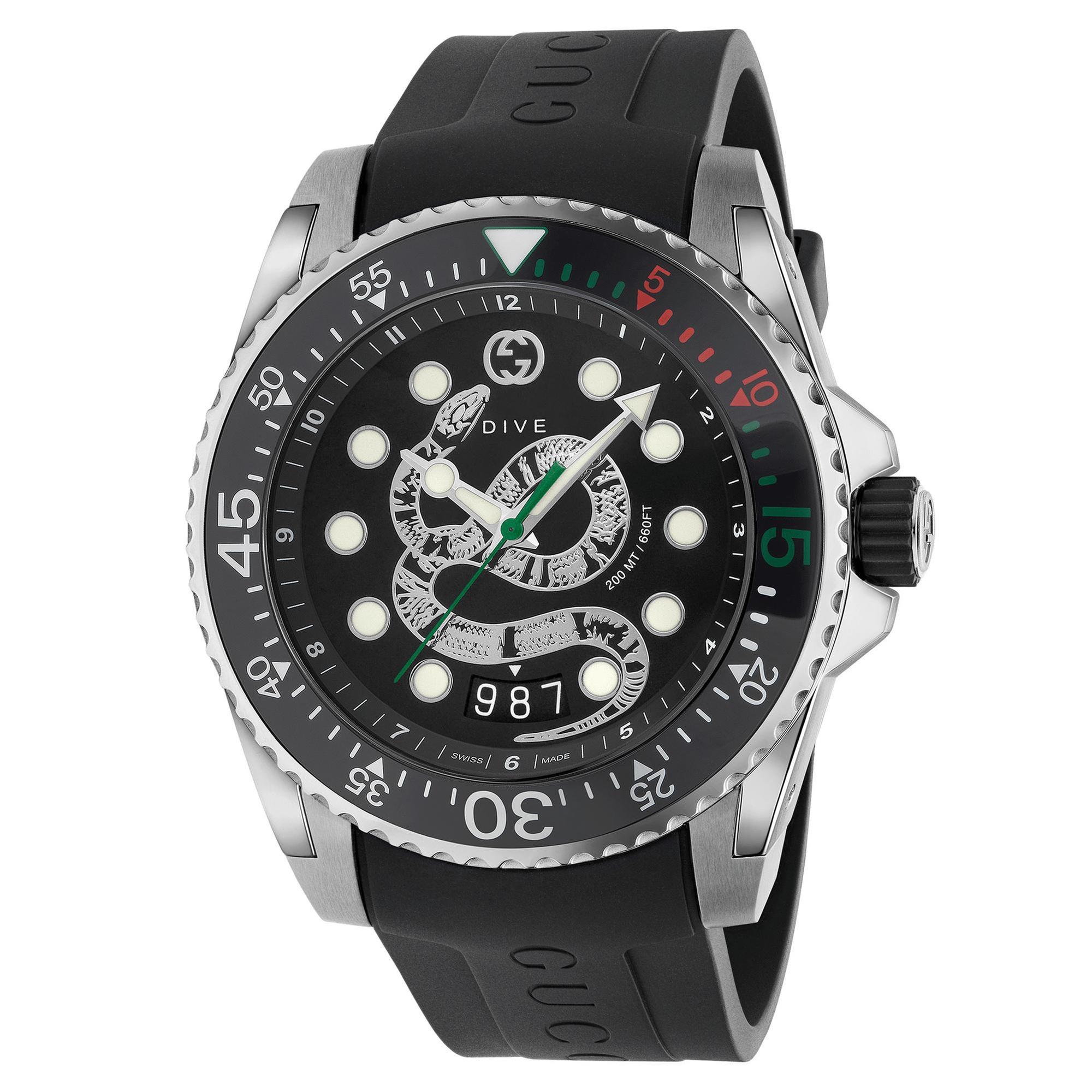 Men's Gucci Dive Black Dial Watch 