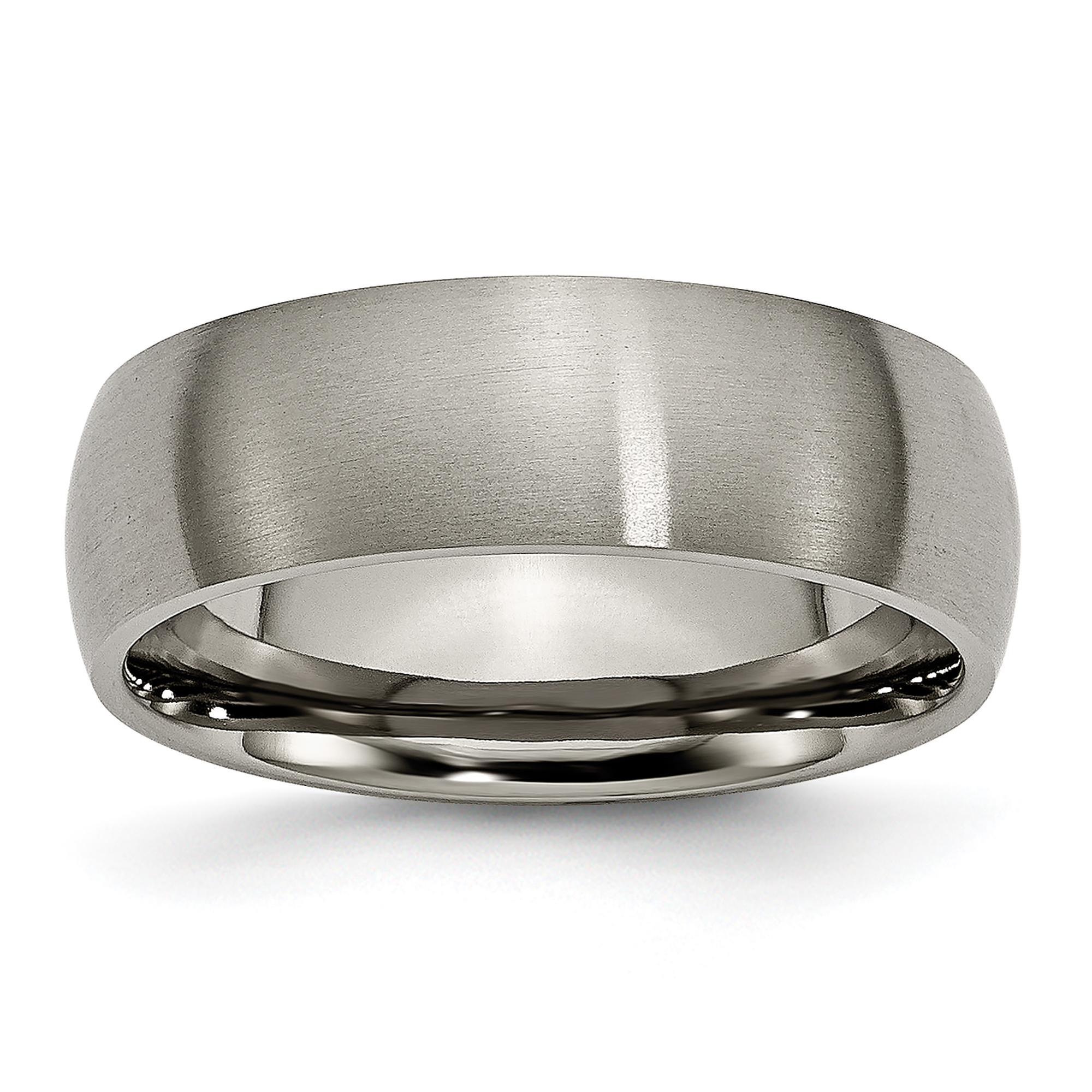 Titanium Brushed Engravable 7mm Chain Bracelet Inlay Satin Band Ring Size 7.5 