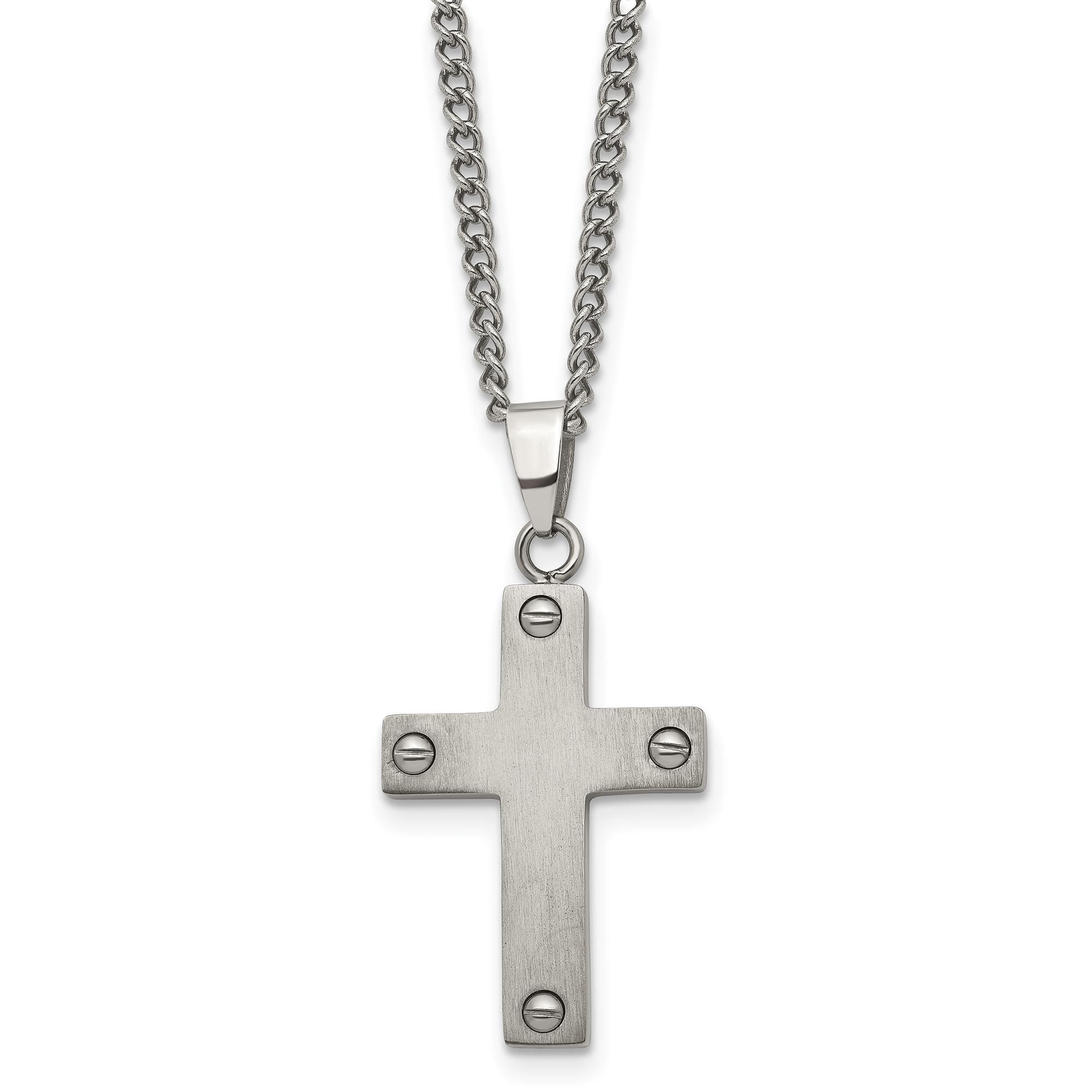 Mens Cross titanium necklace Unisex titanium Cross necklace Titanium Cross necklace men height 1 14 in  3.2 cm