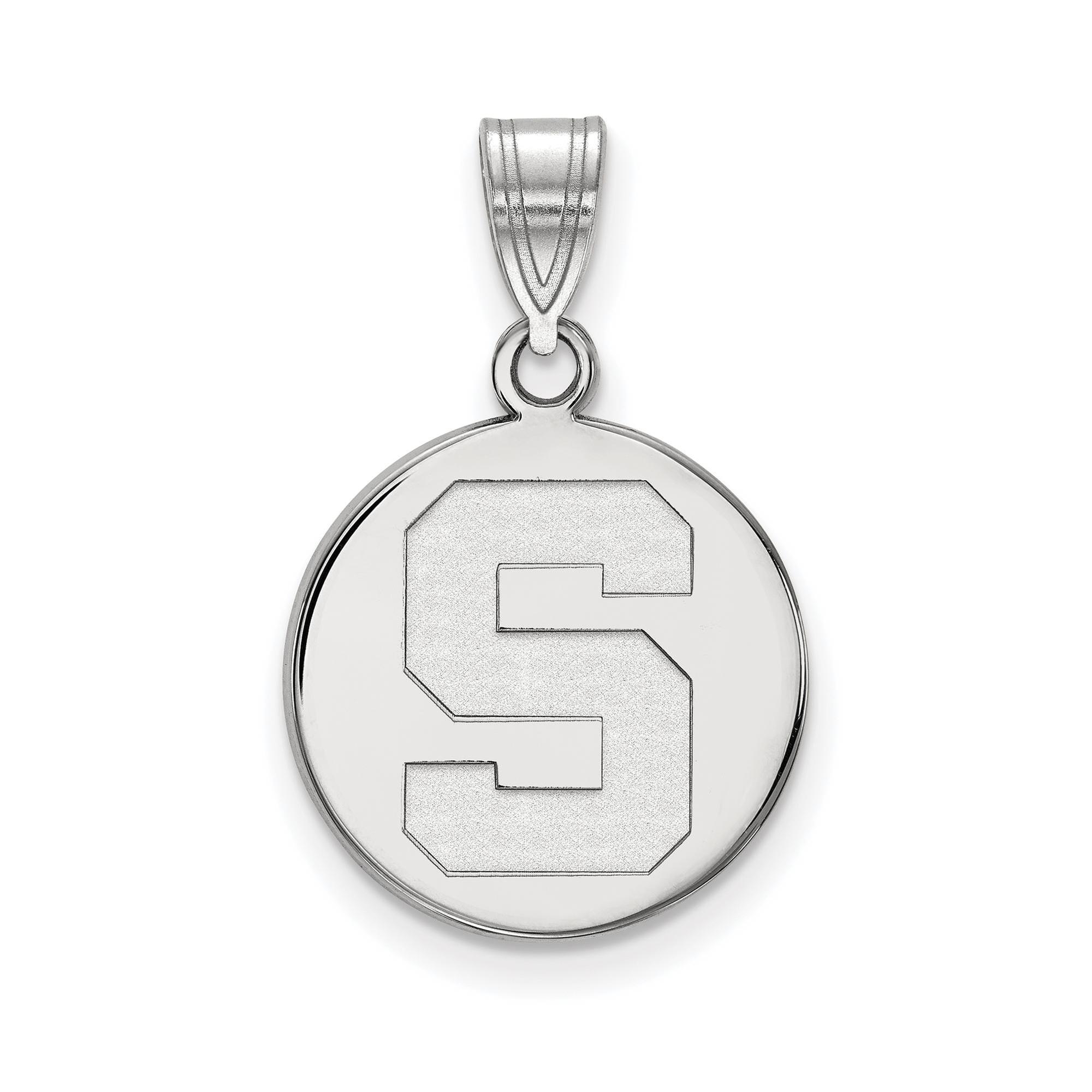925 Sterling Silver Rhodium-plated Laser-cut North Carolina State University Small Pendant 925 Sterling Silver Rhodium-plated Laser-cut North Carolina State University Small Pendant
