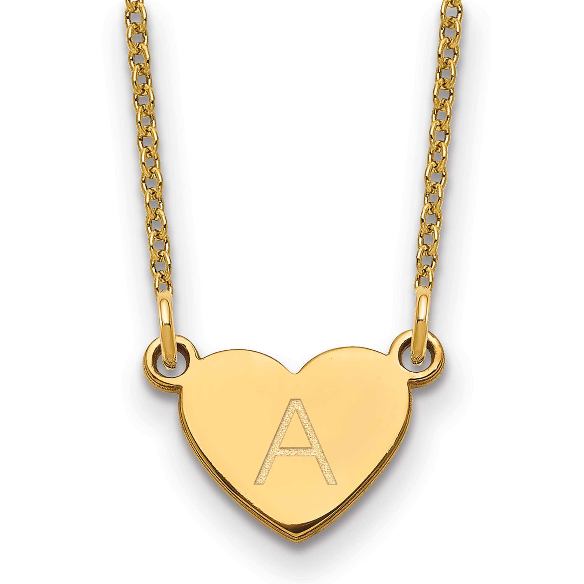 REEDS Personalized Engraved Initial Heart Necklace  Necklace Length: 16 Inches  Metal: 10K White Gold